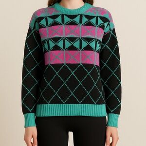 Vintage Aspen Lid Argyle Sweater M